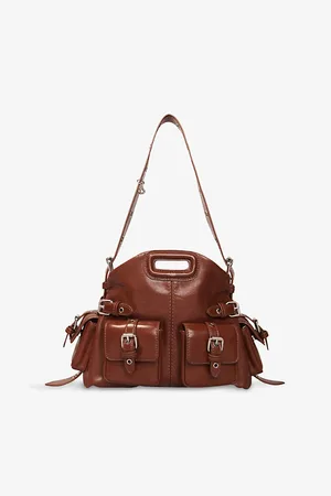 Maje Womens Logo-Embossed Pocket-Embellished Leather Cross-Body Bag