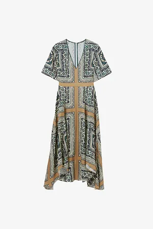 Claudie Pierlot Womens Printed Short-Sleeve Woven Midi Dress
