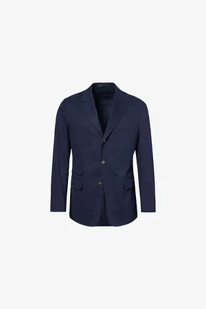 Dunhill Mens Single-Breasted Three-Flap-Pockets Regular-Fit Stretch-Cotton and Cashmere-Blend Blazer