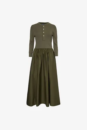 Ralph Lauren Womens Ribbed Contrast Woven Maxi Dress
