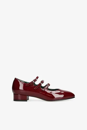 Carel Womens Ariana Triple-Strap Patent-Leather Mary Jane Ballet Flats