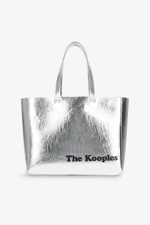 The Kooples Womens Logo-Print Metallic Tote Bag