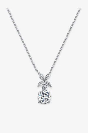 CARAT* London Womens Jasmine Sterling and 1.5ct Cubic Zirconia Pendant Necklace