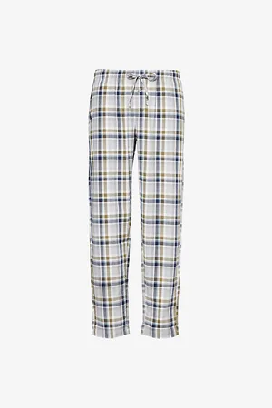 Hanro Mens Check-Print Straight-Leg Cotton Pyjama Bottoms