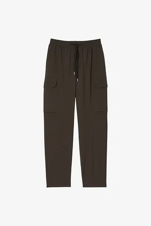 Sandro Mens Patch-Pocket Elasticated-Waist Stretch-Wool Cargo Trousers