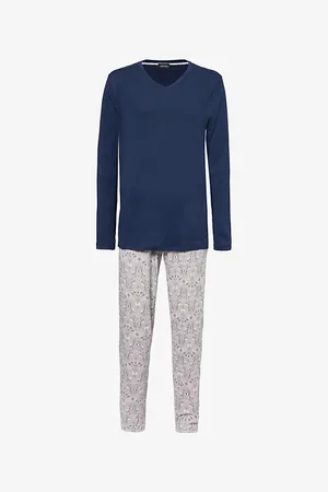 Hanro Mens Day & Night Printed Cotton-Jersey Pyjama Set