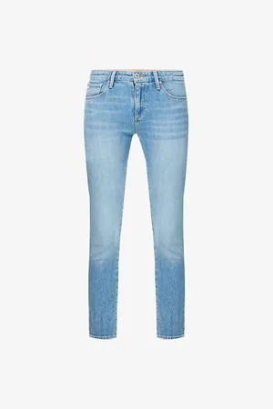 AG Womens Prima Ankle Brand-Patch Tapered-Leg Low-Rise Stretch-Denim Jeans