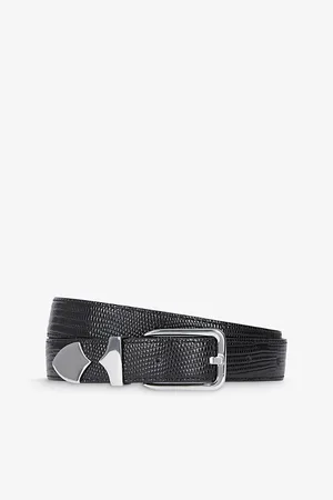 The Kooples Mens Western-Plaque Leather Belt