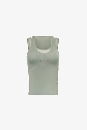 GymShark Womens Elevate Mesh-Panels Stretch-Woven Top