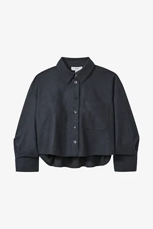 Reiss Womens Lenny Cropped Woven Flannel Shirt