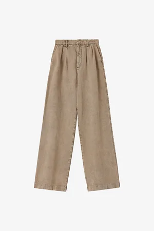 Loewe Womens Pleated Wide-Leg High-Rise Denim Jeans