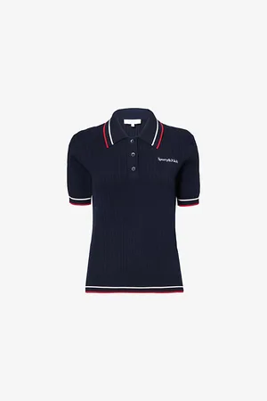 Sporty & Rich Womens Serif Cable Knitted Polo Shirt
