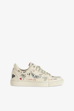 Zadig & Voltaire Womens Fly On Wing-Motif Leather Low-Top Trainers