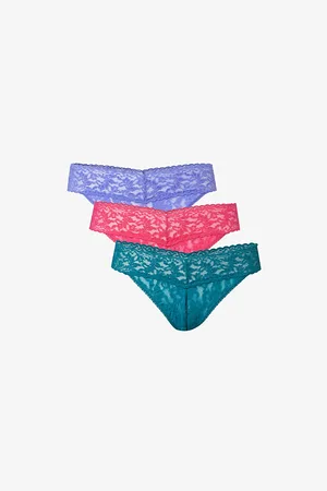 Hanky Panky Womens Signature Lace Original Rise Pack Of Three Lace Thongs