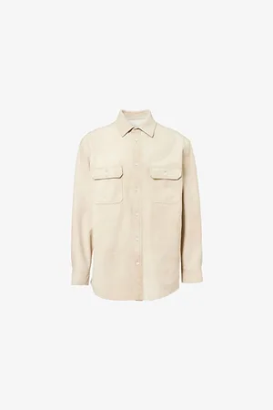 Loewe Mens Patch-Pocket Long-Sleeve Suede Overshirt