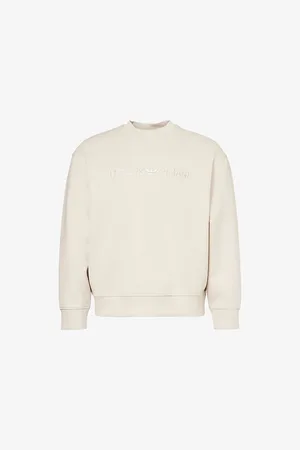 Emporio Armani Mens Eagle Logo-Embroidery Tech-Knit Cotton-Blend Sweatshirt