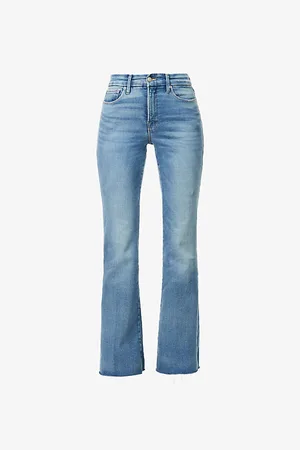 GOOD AMERICAN Womens Good Classic Bootcut Flared Straight-Leg High-Rise Stretch-Denim Blend Jeans