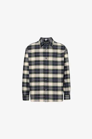 Loewe Mens Check Long-Sleeve Cotton Overshirt