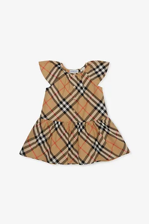 Burberry Check-Print Cap-Sleeves Cotton-Poplin Dress 6 Months-2 Years
