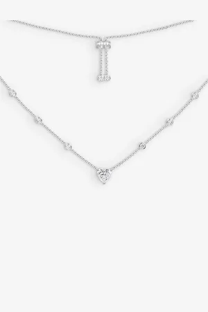 APM Monaco Womens Heart-Link Sterling- and Zirconia Necklace
