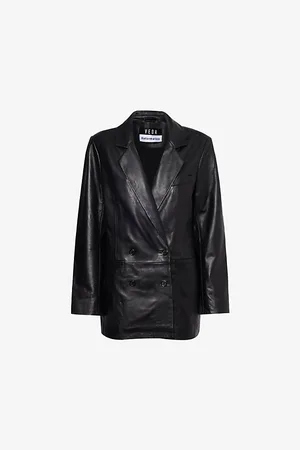 Reformation Womens Veda Dalia Double-Breasted Leather Blazer