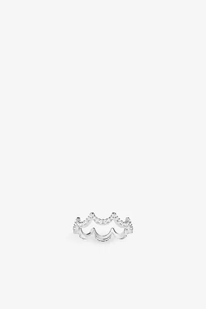 APM Monaco Womens Wavy Sterling- and Cubic Zirconia Ring
