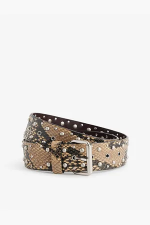 DRIES VAN NOTEN Womens Studs-Embellishment Snake-Print Leather Belt
