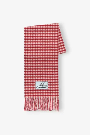 Marni Womens Double-Check Wool and Mohair-Blend Scarf