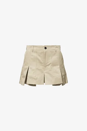 SACAI Womens Ruffled Cotton Chino Shorts