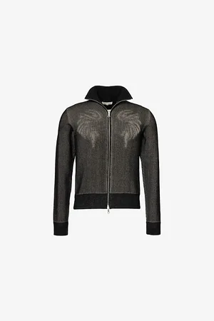 DRIES VAN NOTEN Mens Funnel-Neck Knitted Wool-Blend Cardigan