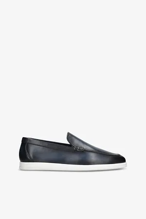 Magnanni Mens Contrast-Sole Leather Loafers