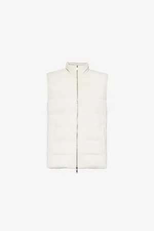 ELEVENTY Mens Reversible Suede Regular-Fit Leather-Down Gilet