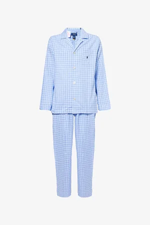 Ralph Lauren Mens Monogram-Print Long-Sleeve Cotton Pyjama Set