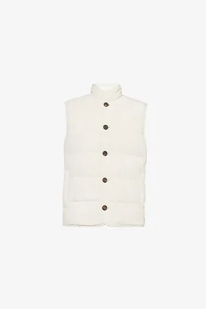 ELEVENTY Mens Reversible Suede Regular-Fit Leather-Down Gilet