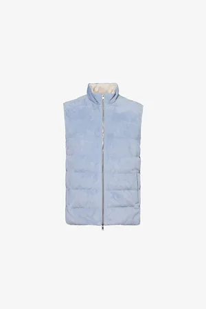 ELEVENTY Mens Reversible Suede Regular-Fit Leather-Down Gilet
