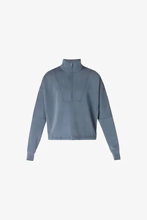 Sweaty Betty Womens Funnel-Neck Half-Zip Stretch-Jersey Sweatshirt