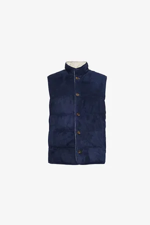 ELEVENTY Mens Reversible Suede Regular-Fit Leather-Down Gilet