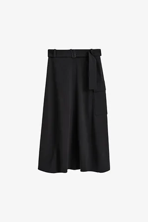 Joseph Womens Pernette Fluid Twill Wool-Blend Midi Skirt