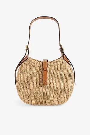 Ralph Lauren Womens Polo Id Small Woven Raffia Shoulder Bag