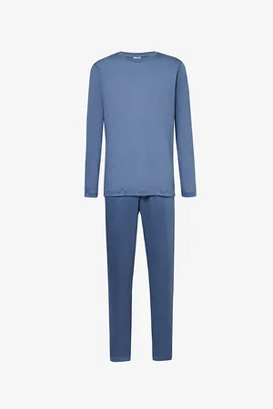Zimmerli Mens Long-Sleeve Relaxed-Fit Cotton Pyjama Set