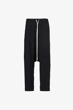 Rick Owens Womens Dropped-Crotch Cropped High-Rise Woven Trousers