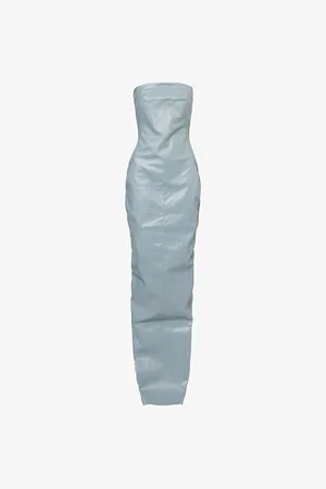 Rick Owens Womens Bandeau Bustier Denim-Blend Maxi Dress