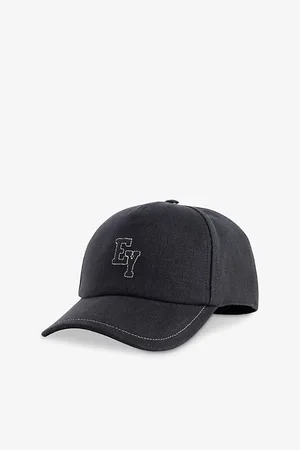ELEVENTY Mens Stitched-Branding Linen Baseball Cap