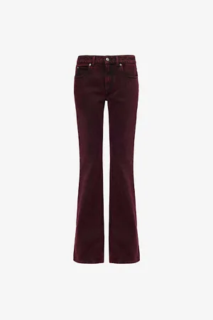 Alexander McQueen Womens Flared Five-Pockets Straight-Leg Mid-Rise Denim Jeans