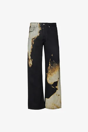Alexander McQueen Mens Graphic-Print Straight Leg Denim Jeans
