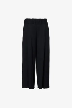 Issey Miyake Womens Campagne Wide-Leg Cropped Knitted Trousers