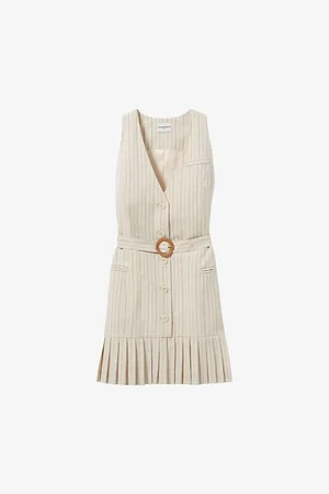 Claudie Pierlot Womens Pleated Stripe Woven Mini Dress