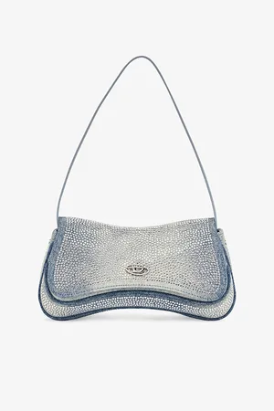 Diesel Womens Play Crystal-Embellished Denim Clutch Bag