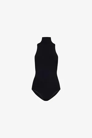 Alaïa Womens Ribbed Halterneck Woven-Blend Body