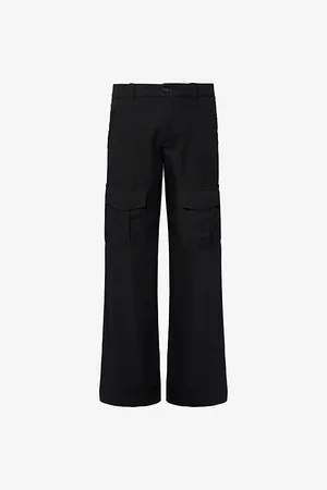 Alexander McQueen Mens Patch-Pocket Low-Rise Wool Cargo Trousers